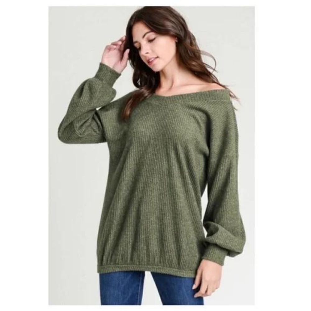 BOHEMIAN Soft Brushed V Neck Top S-L - Picture 3 of 6